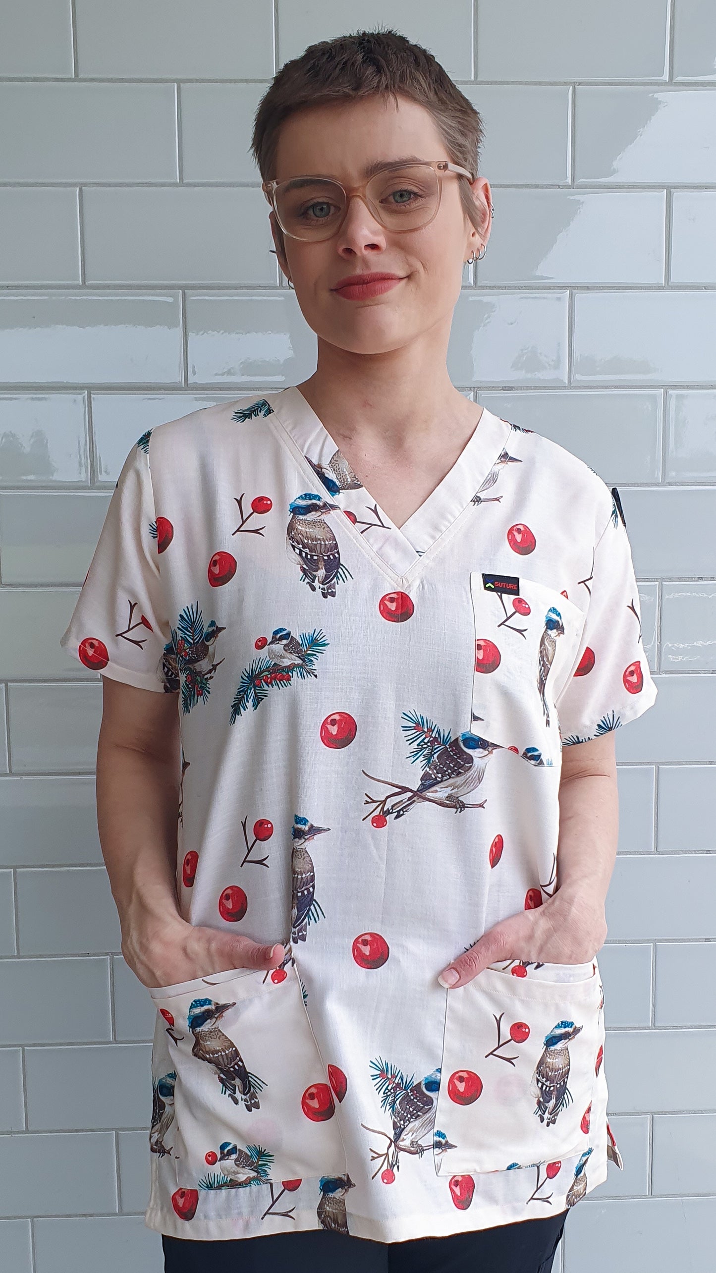 kookaburra Printed Fun  Scrub Top Australia