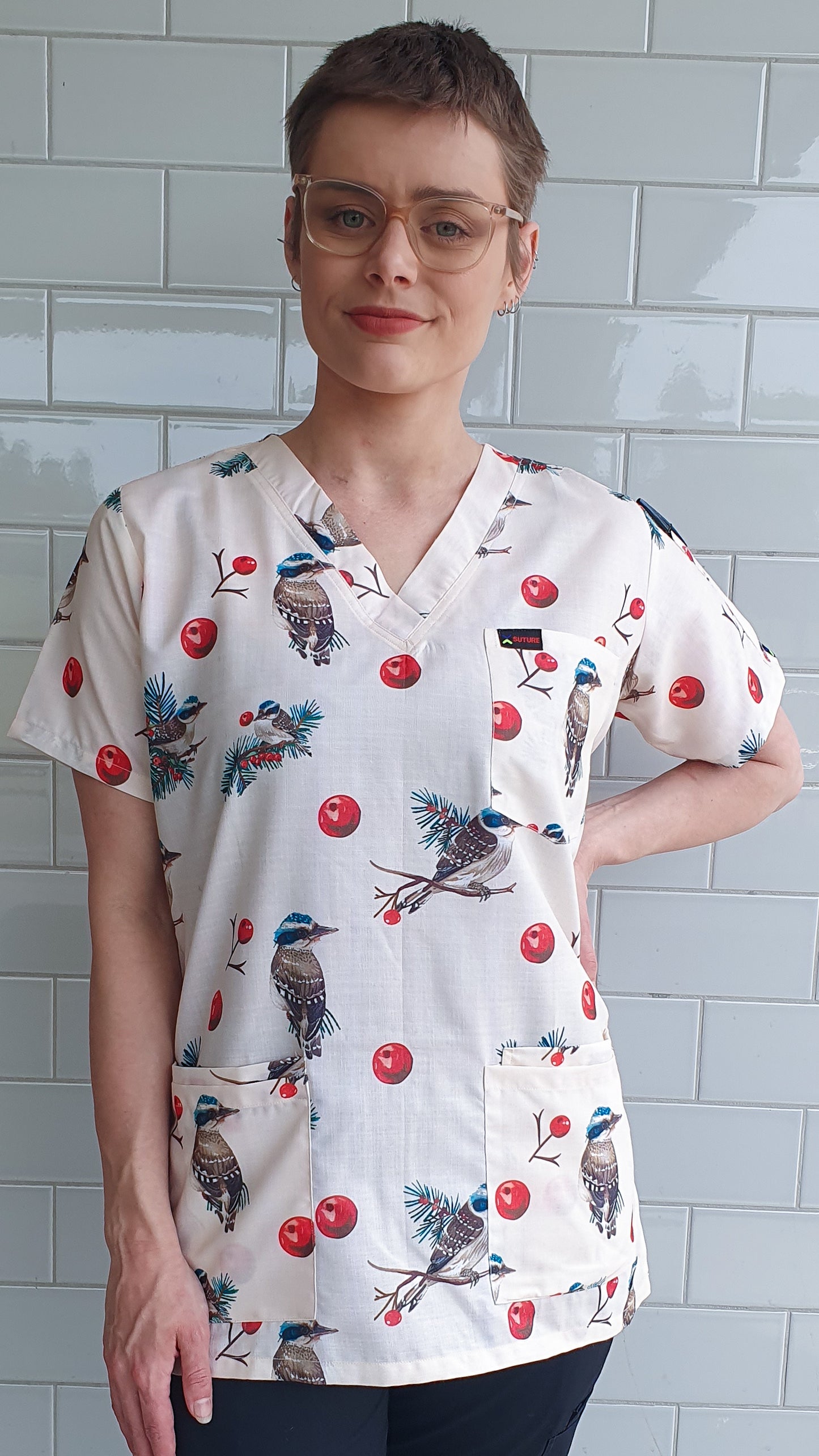 kookaburra Printed Fun  Scrub Top Australia