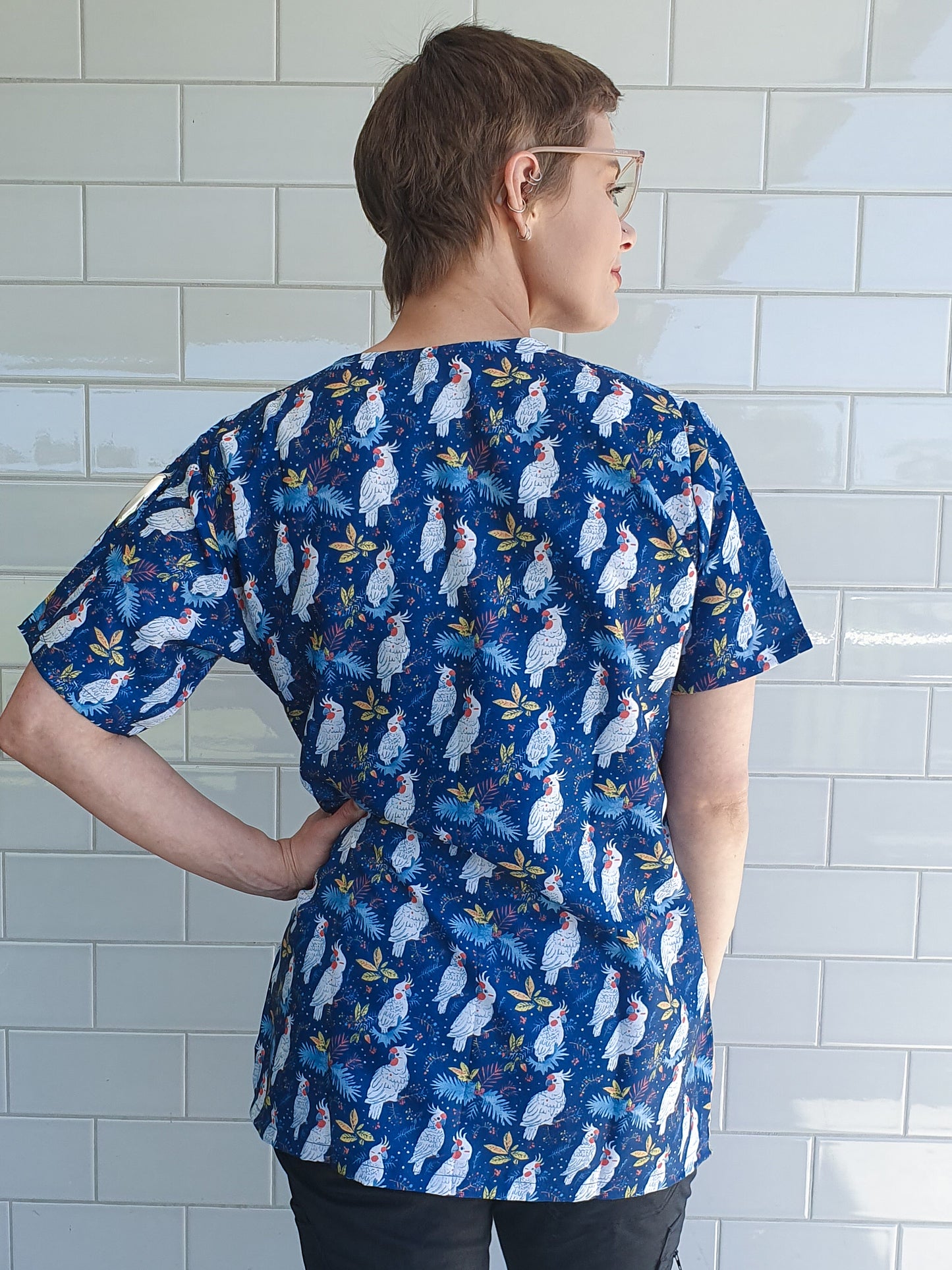 Cockatoo Christmas Printed Fun  Scrub Top Australia