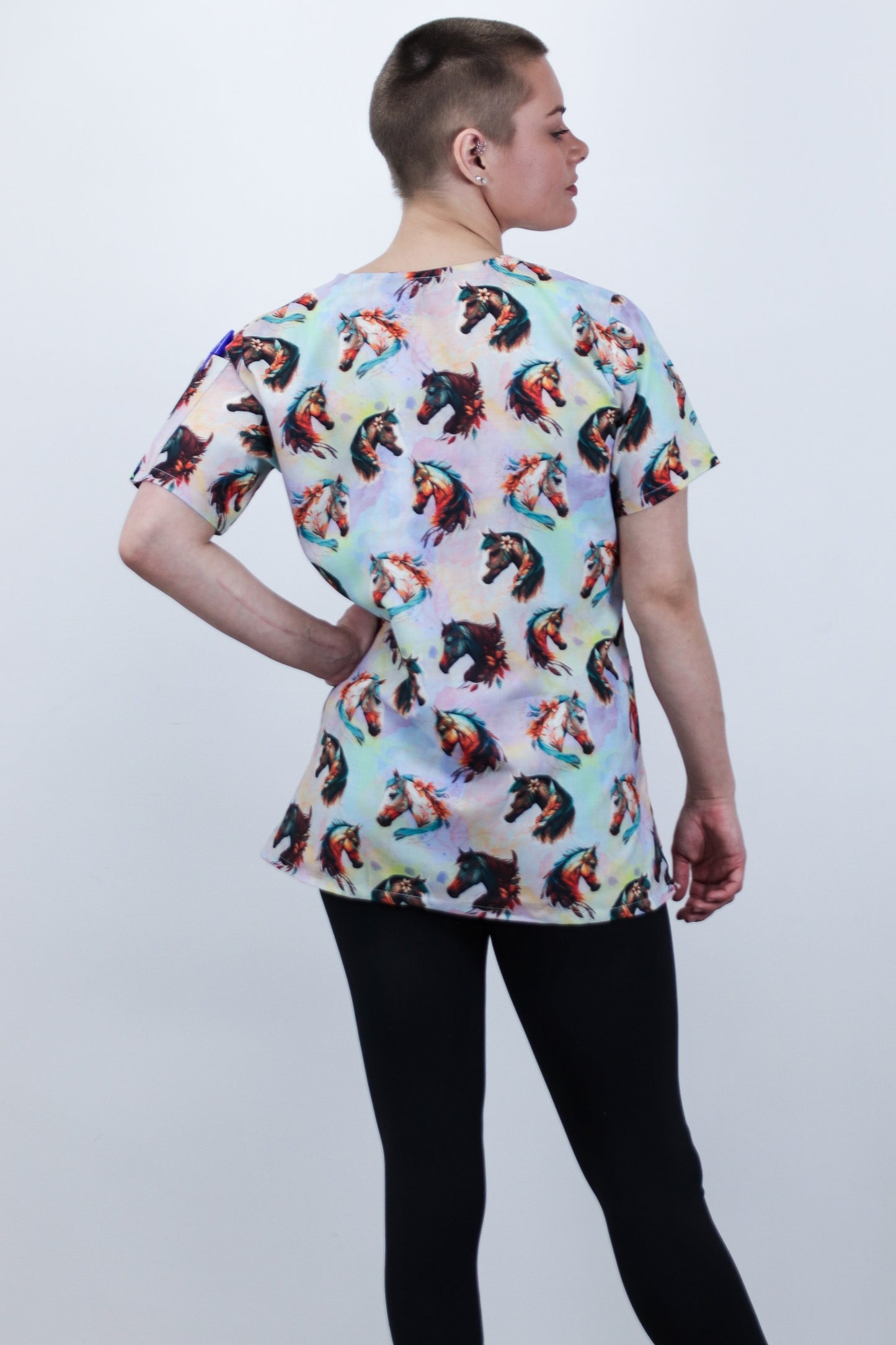 Horse Printed Scrub Top Australia Nurses Patterened Cheap Scrub Top