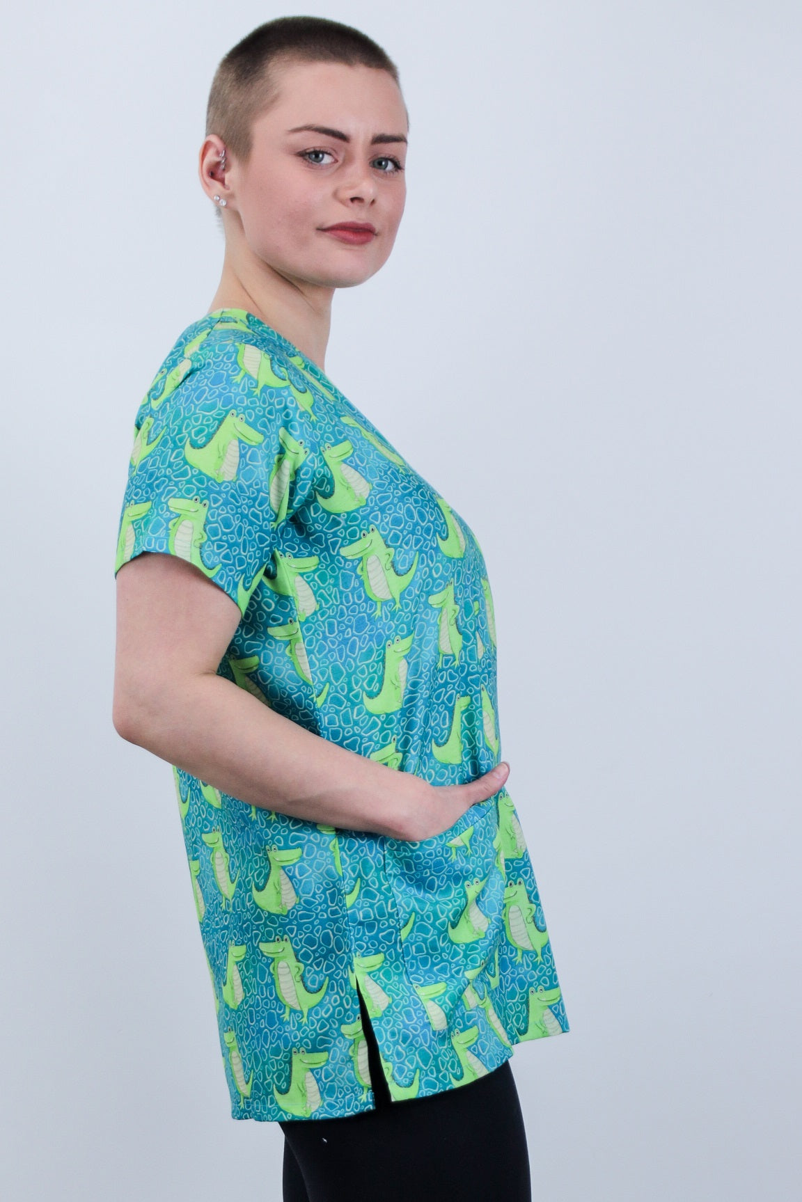 Cool Crocodile Printed Scrub Top