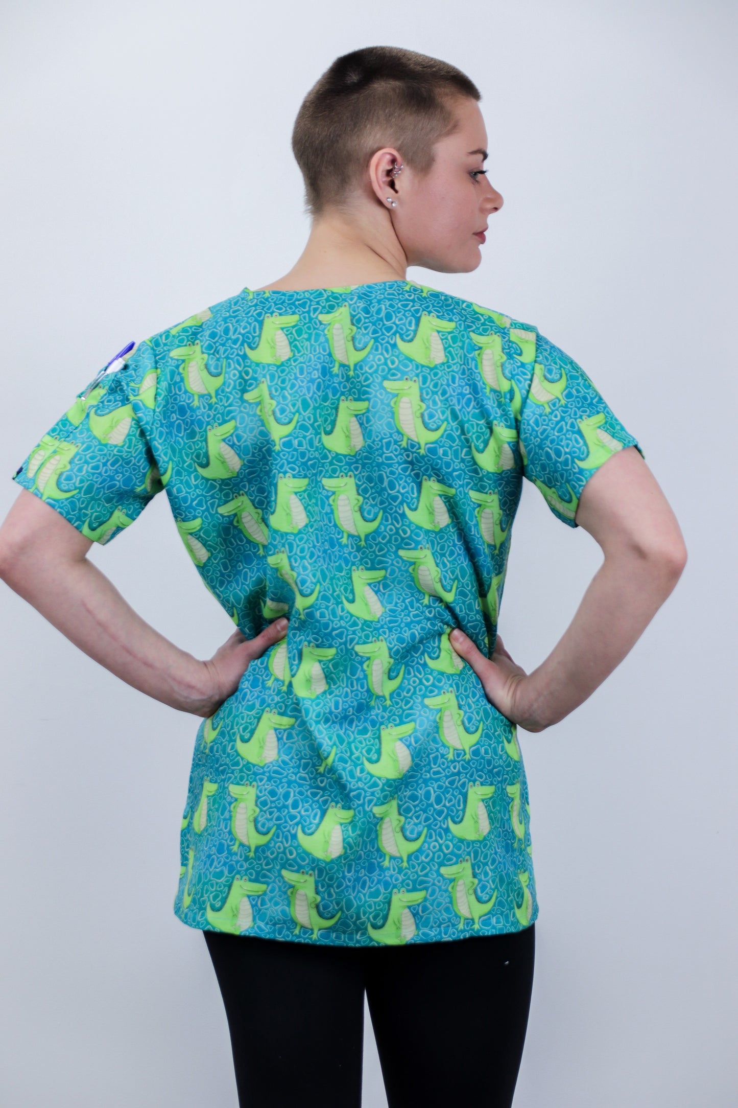 Cool Crocodile Printed Scrub Top