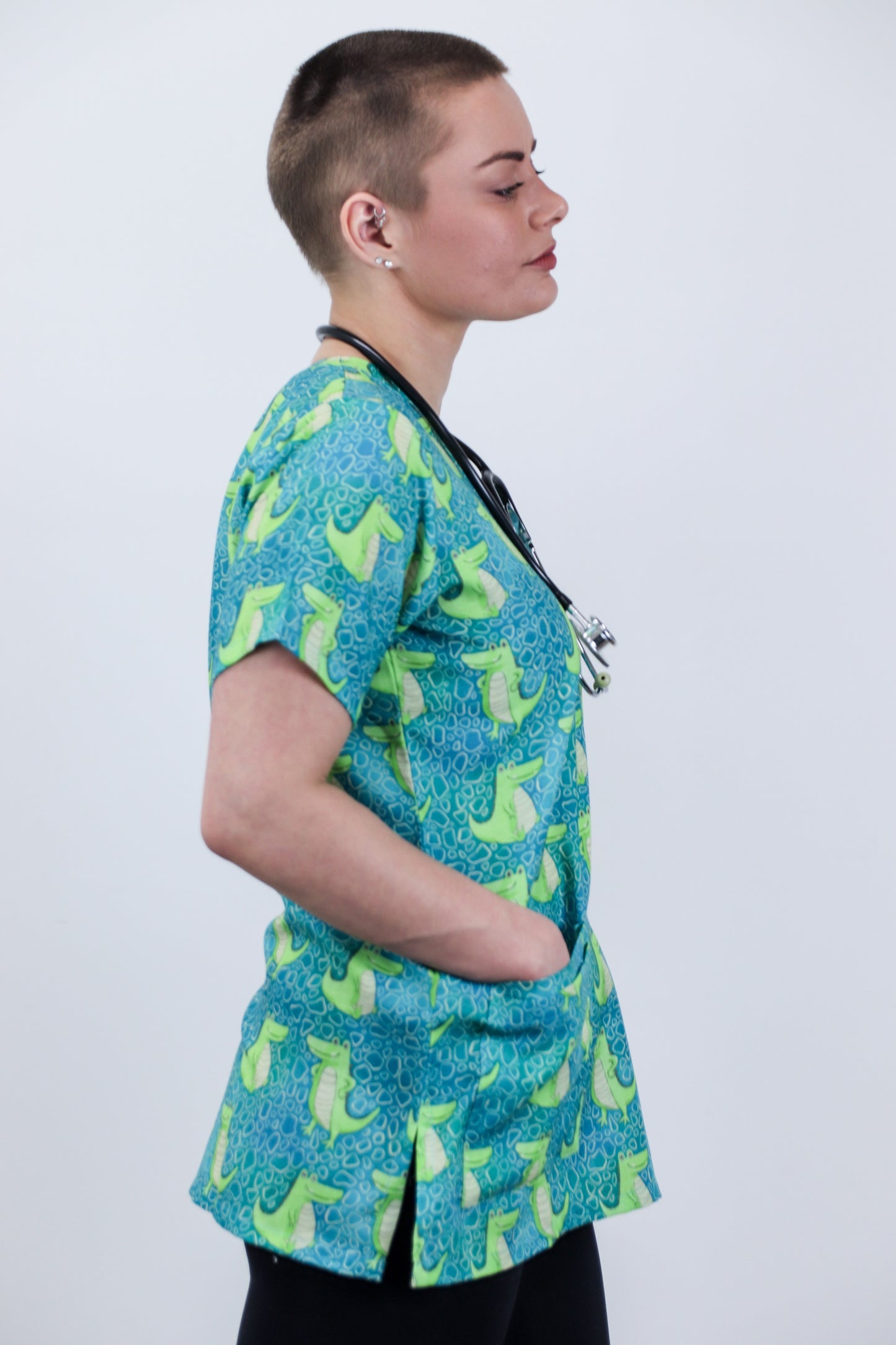 Cool Crocodile Printed Scrub Top