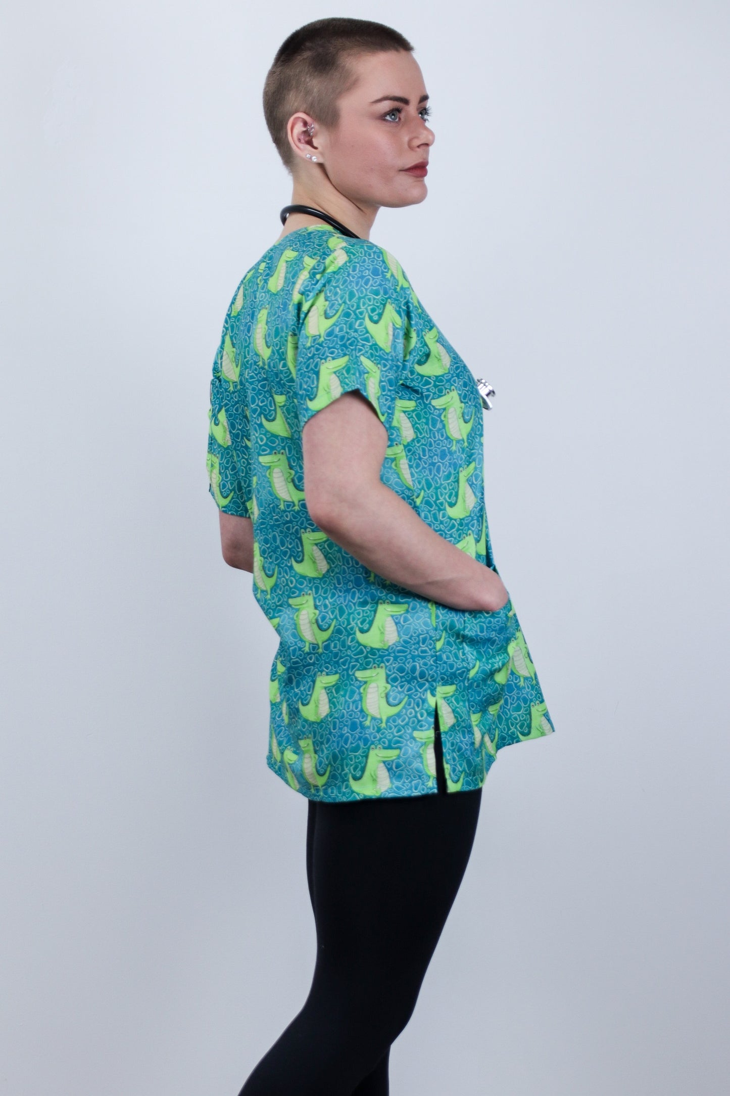 Cool Crocodile Printed Scrub Top