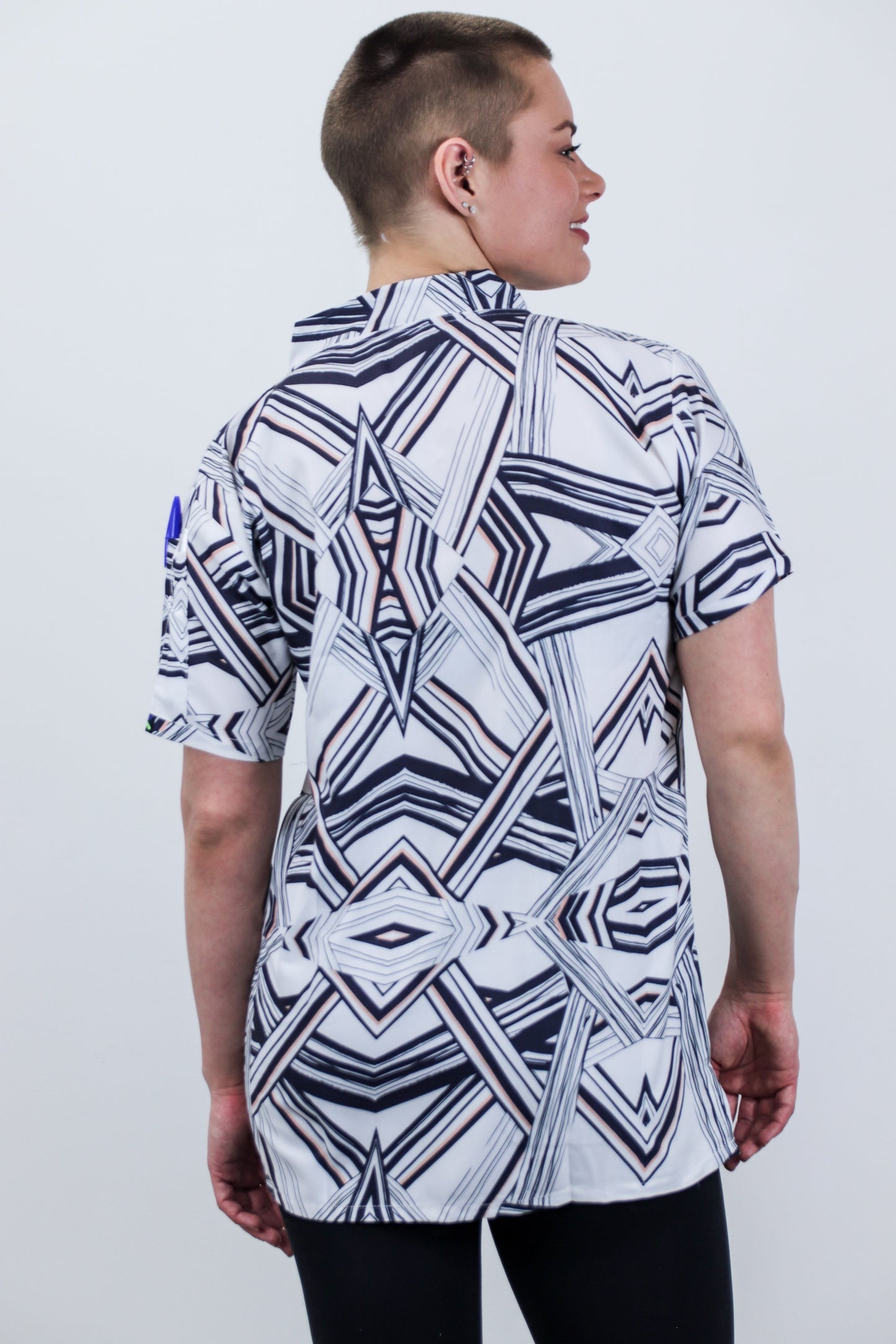 Line Abstract Printed Womens Cheap Scrub Top Australia