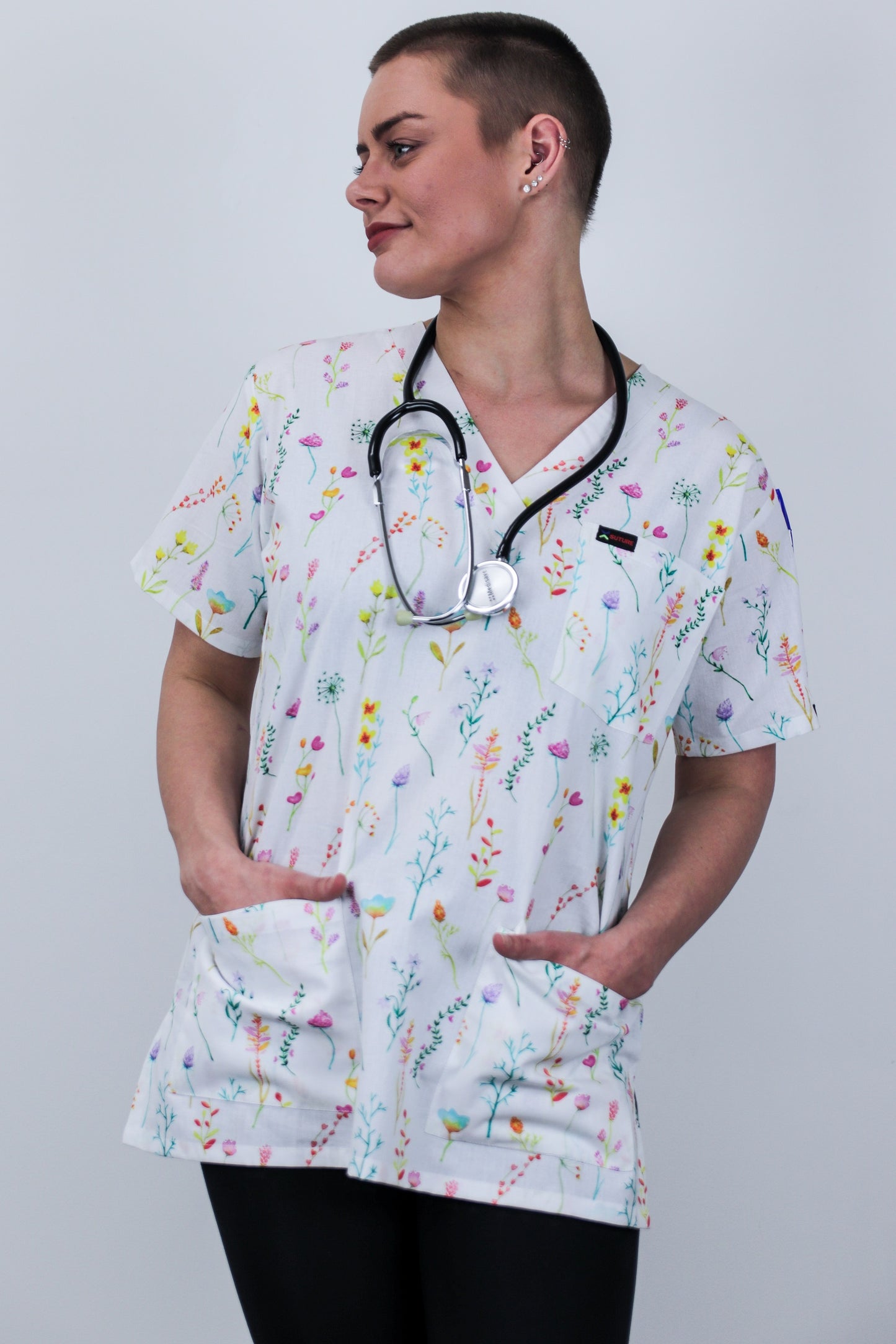 Colourful Floral Printed Womens Scrub Australia