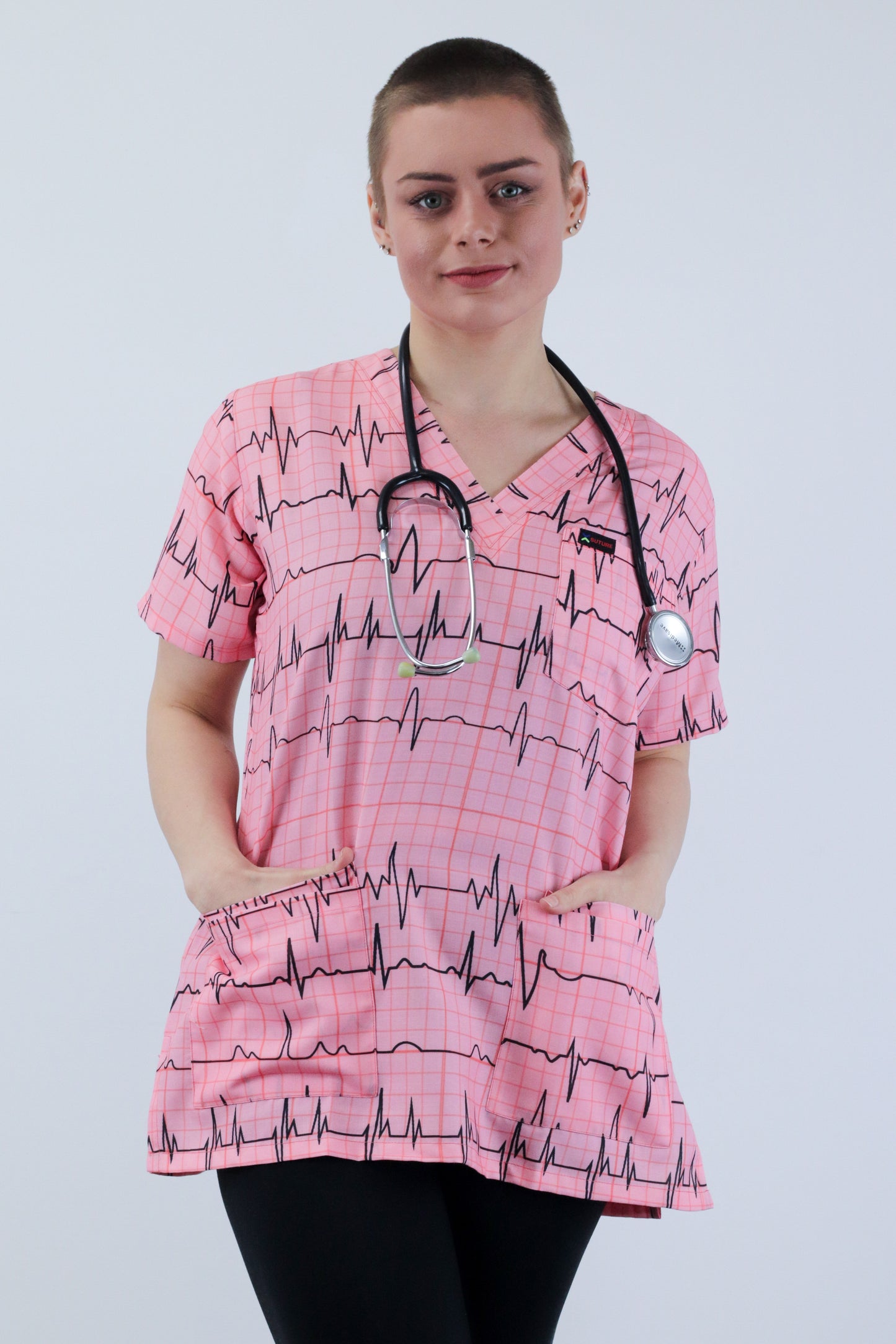 ECG EKG Printed Womens Mens Scrub Top Nurses Cardiac Australia