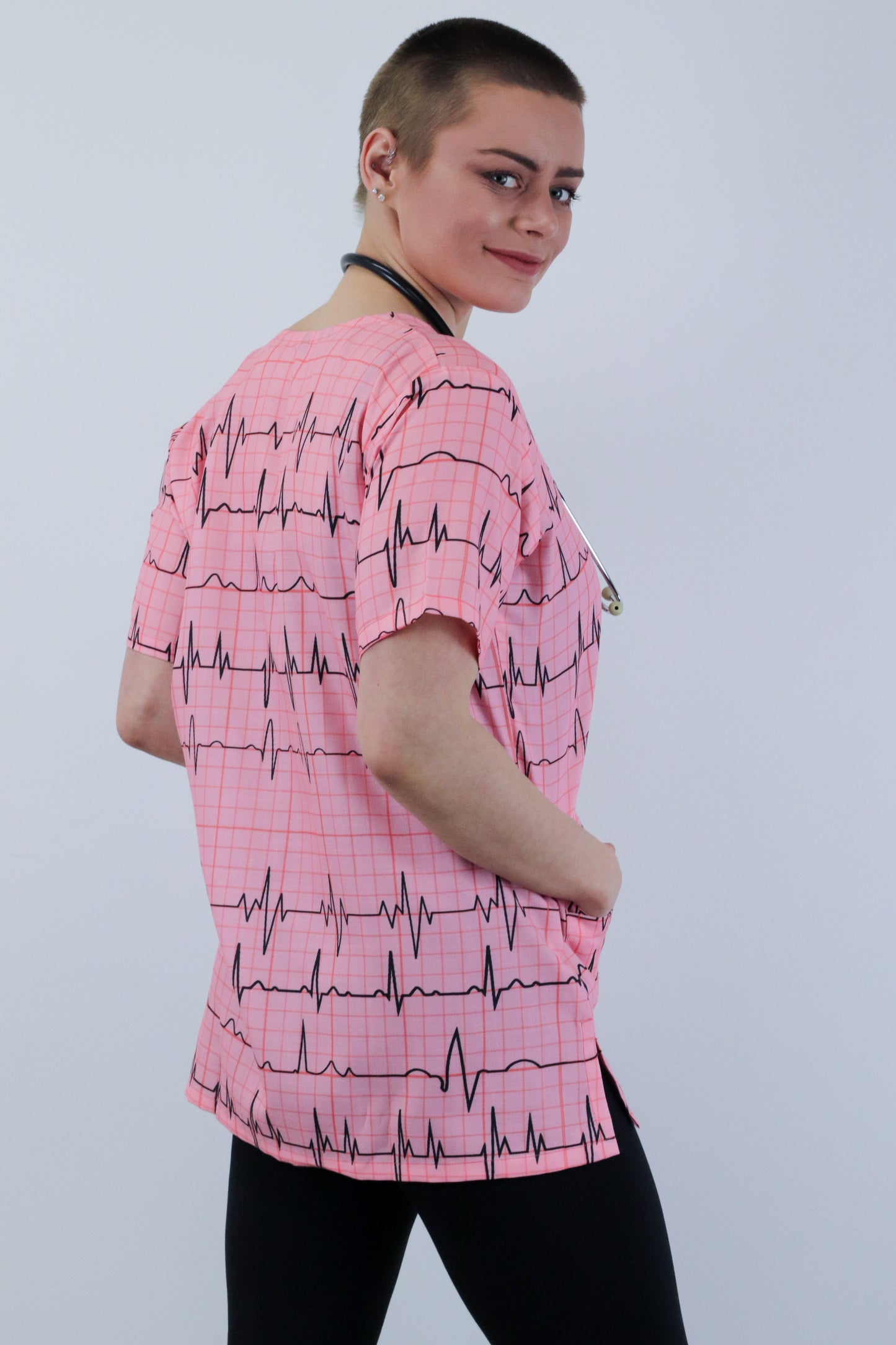 ECG EKG Printed Womens Mens Scrub Top Nurses Cardiac Australia