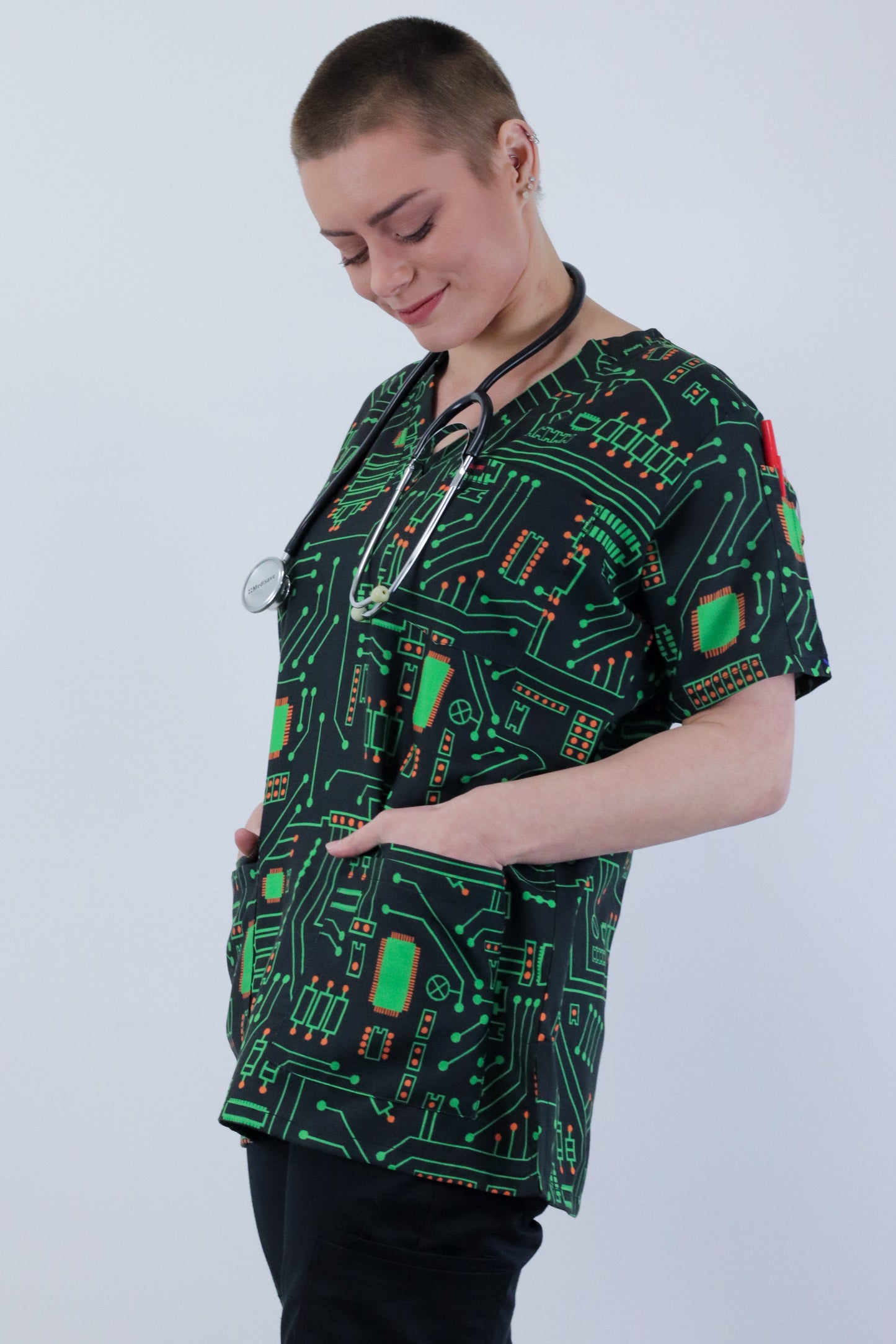 Circuit Electrical Matrix Printed Womens Mens Scrub Top Nurses  Australia