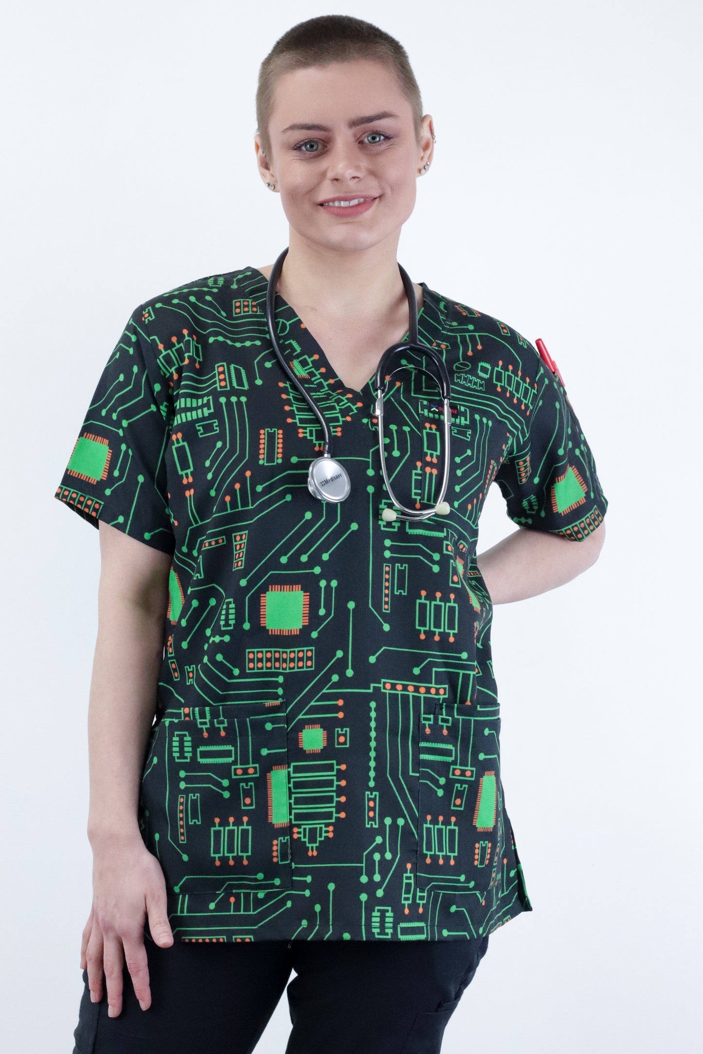 Circuit Electrical Matrix Printed Womens Mens Scrub Top Nurses  Australia