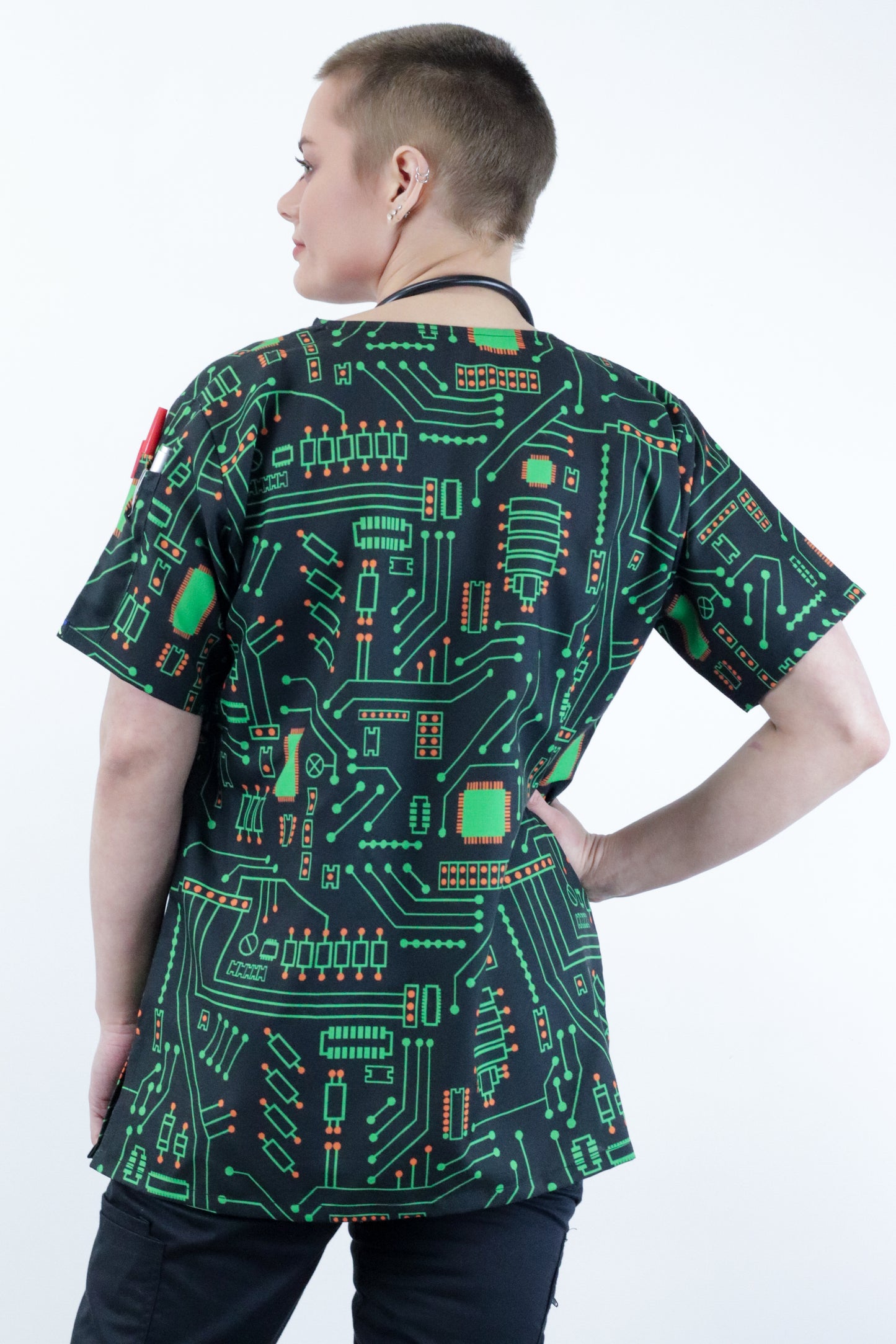 Circuit Electrical Matrix Printed Womens Mens Scrub Top Nurses  Australia