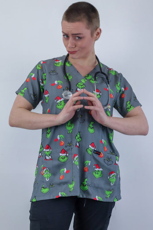 Christmas Scrubs, Fun Printed Christmas Tops Women and Men