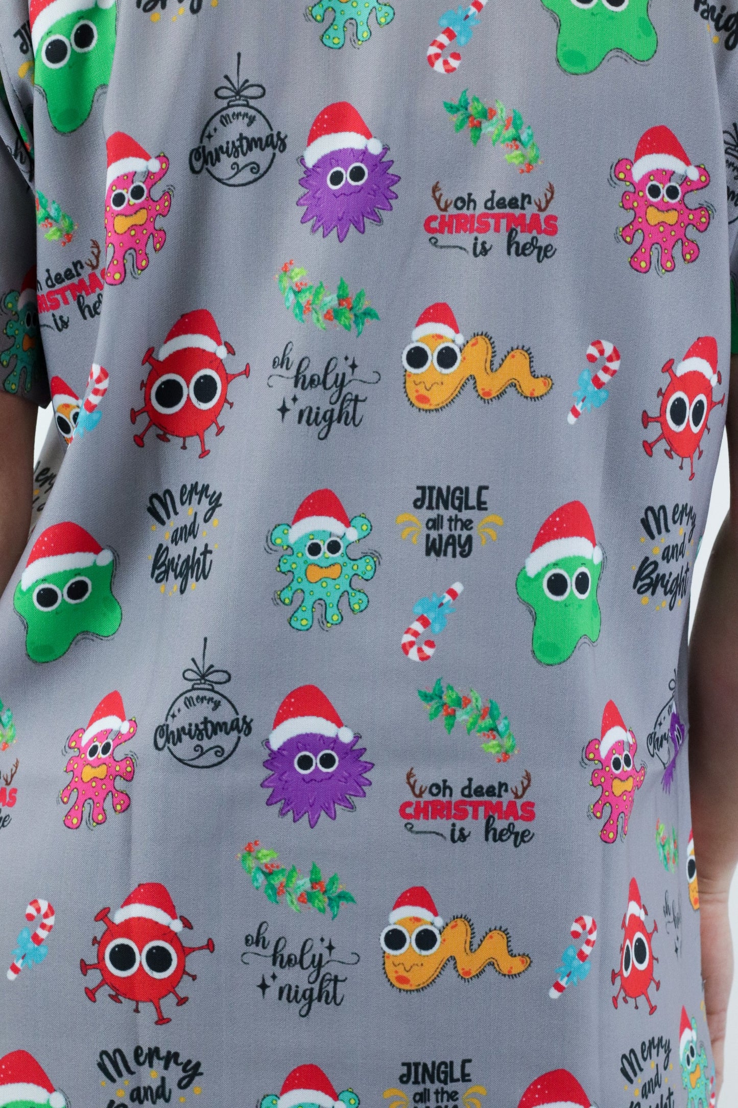 Virus Bacteria Microbs Printed Christmas Scrub Top Australia