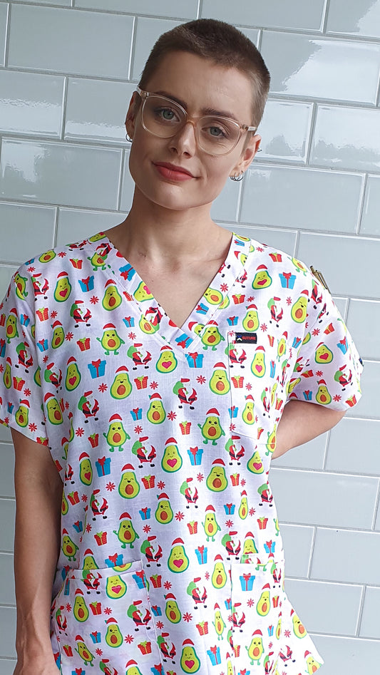 Avocado  Christmas Scrub Top