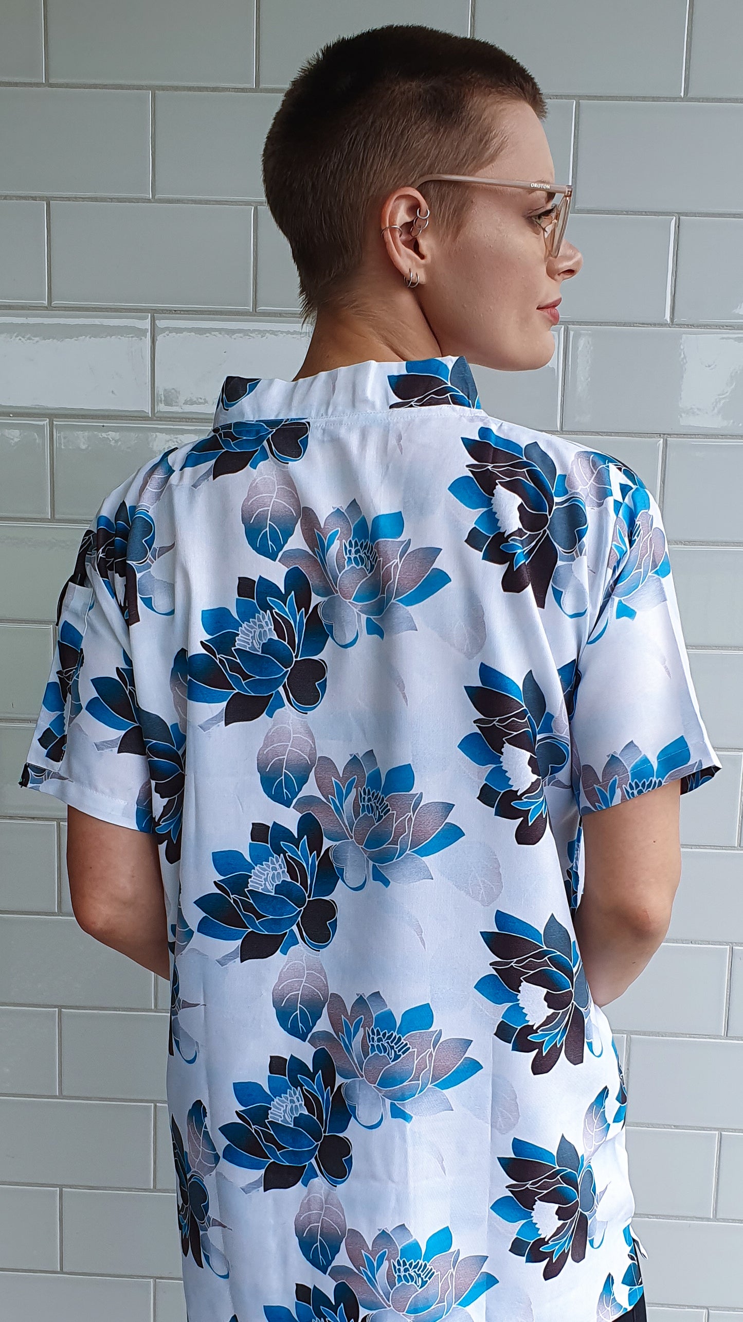 Flower Abstract Printed Womens Cheap Scrub Top Australia