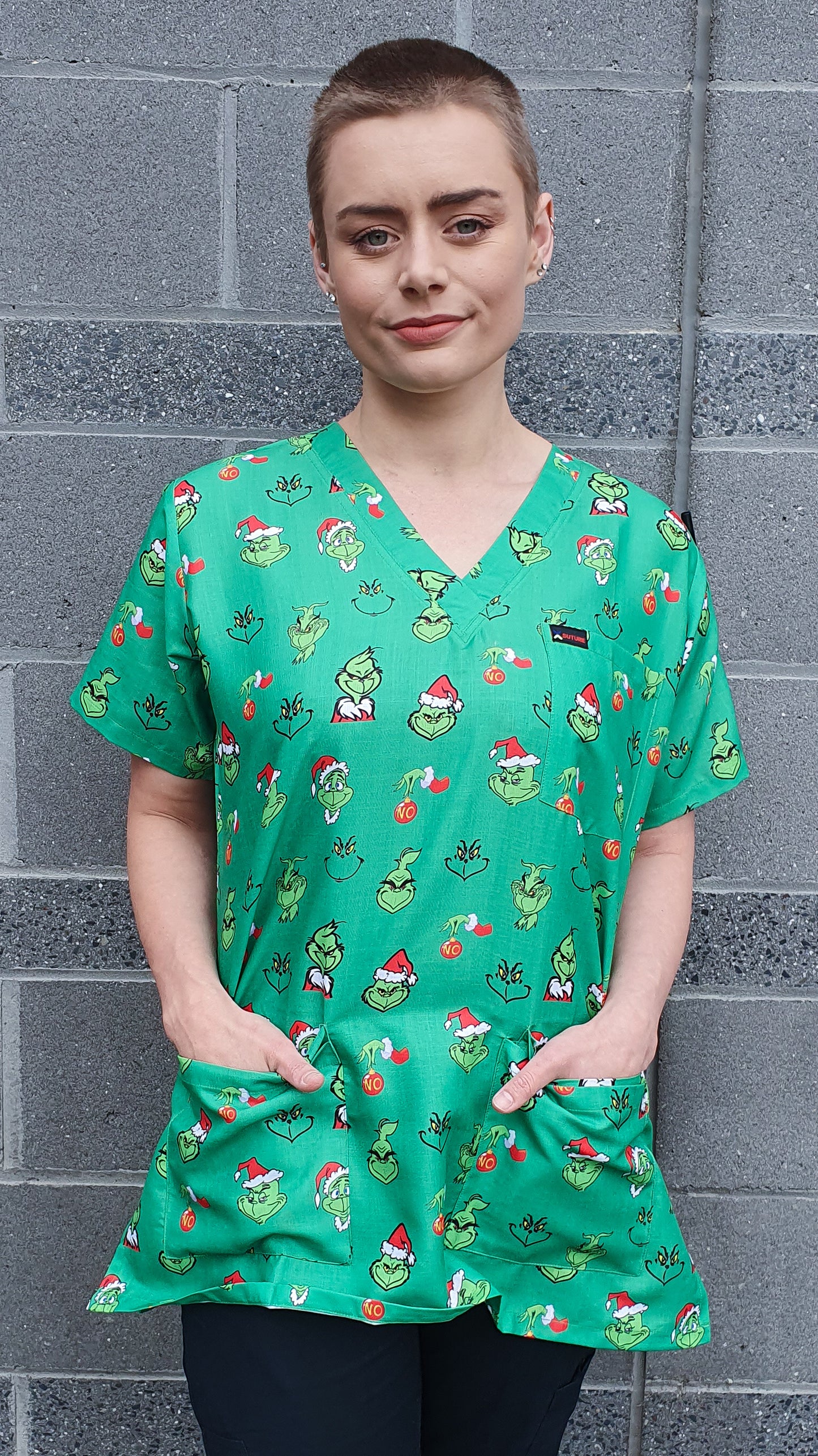 The  Grinch Printed Christmas Scrub Top Australia