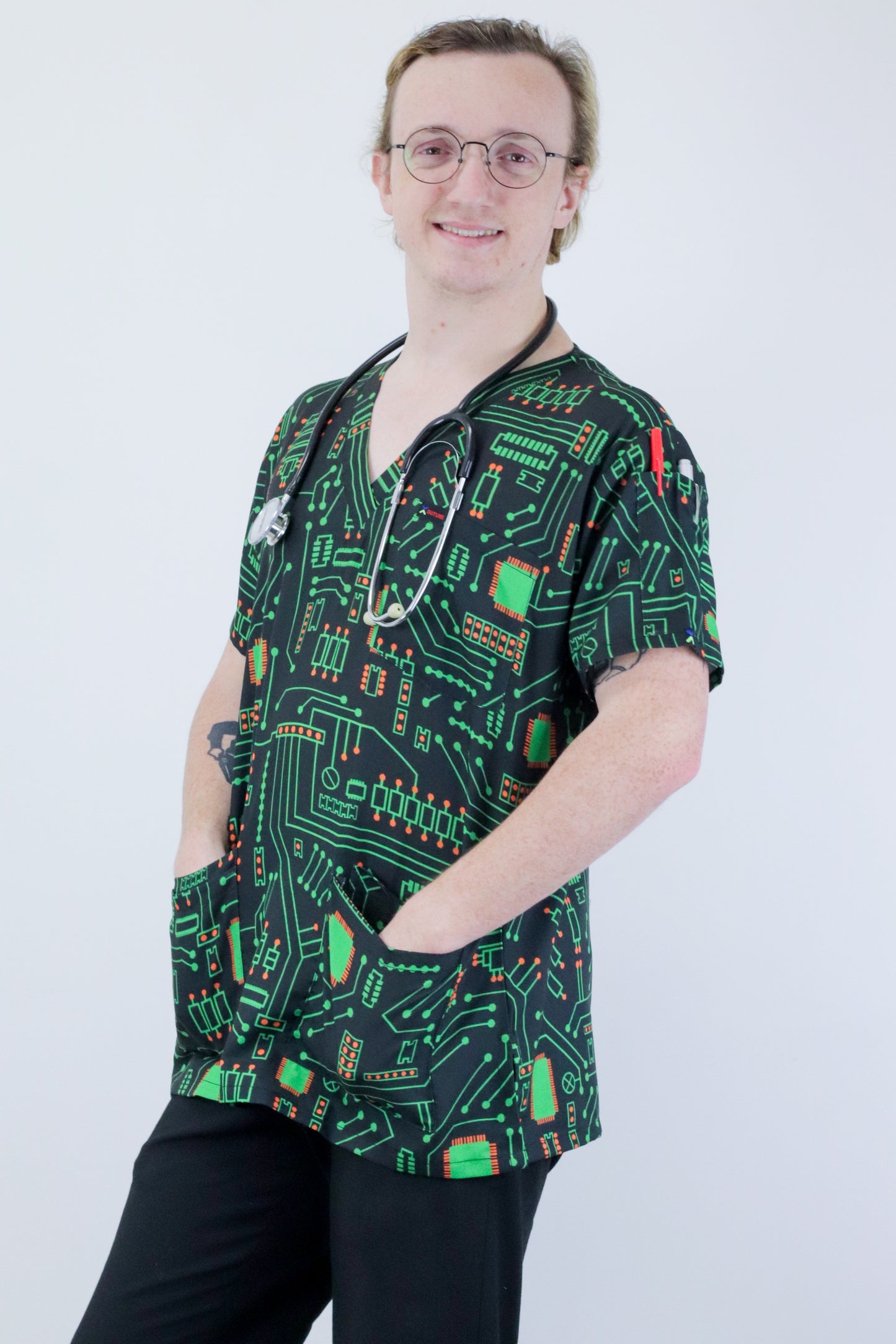 Circuit Electrical Matrix Printed Womens Mens Scrub Top Nurses  Australia