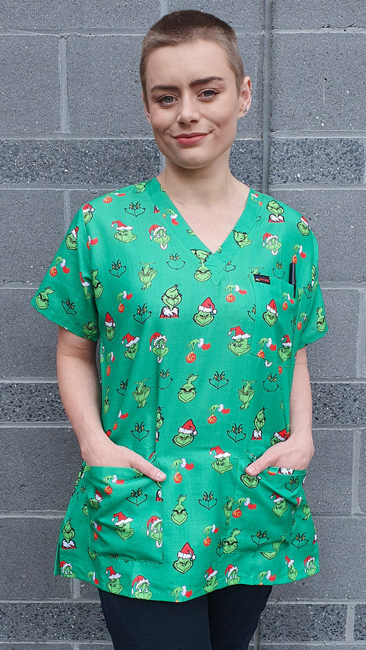 The  Grinch Printed Christmas Scrub Top Australia