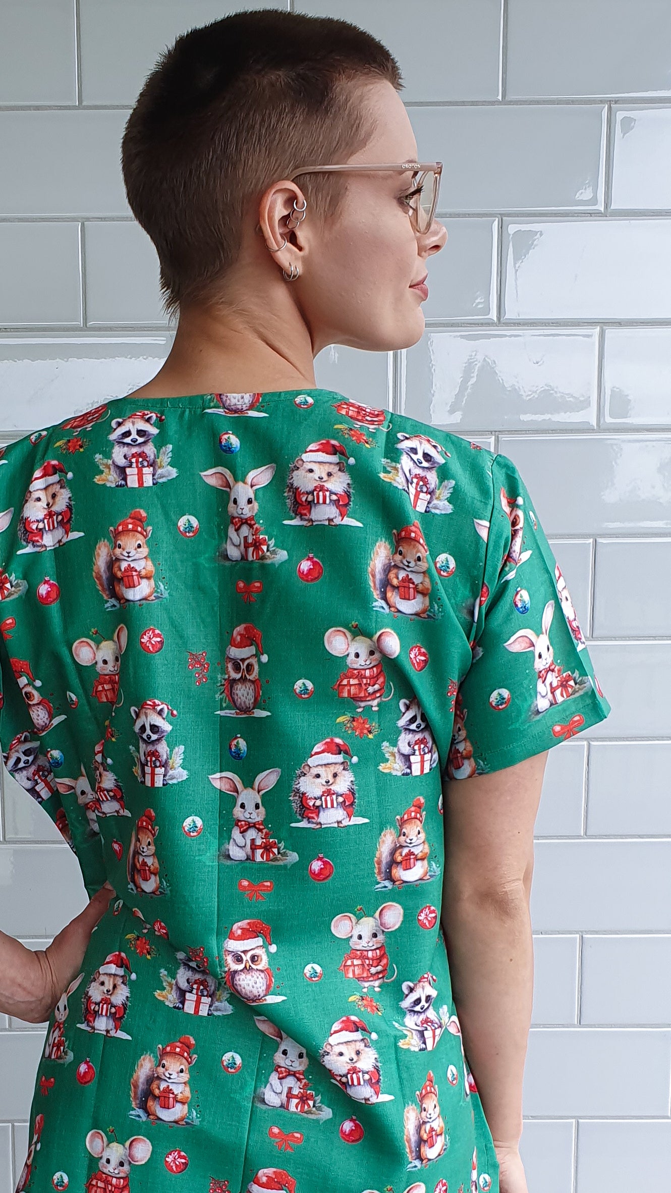 Christmas Rat Rabbit Rakoon  Printed Fun  Scrub Top Australia