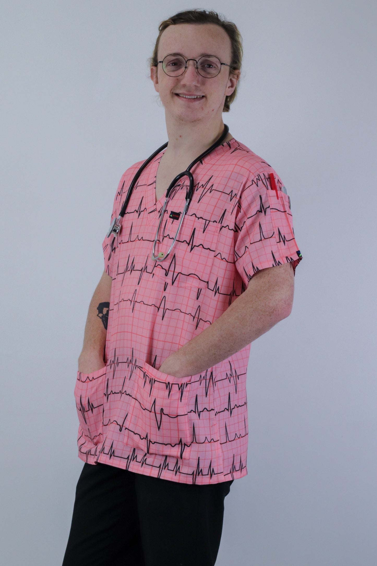 ECG EKG Printed Womens Mens Scrub Top Nurses Cardiac Australia