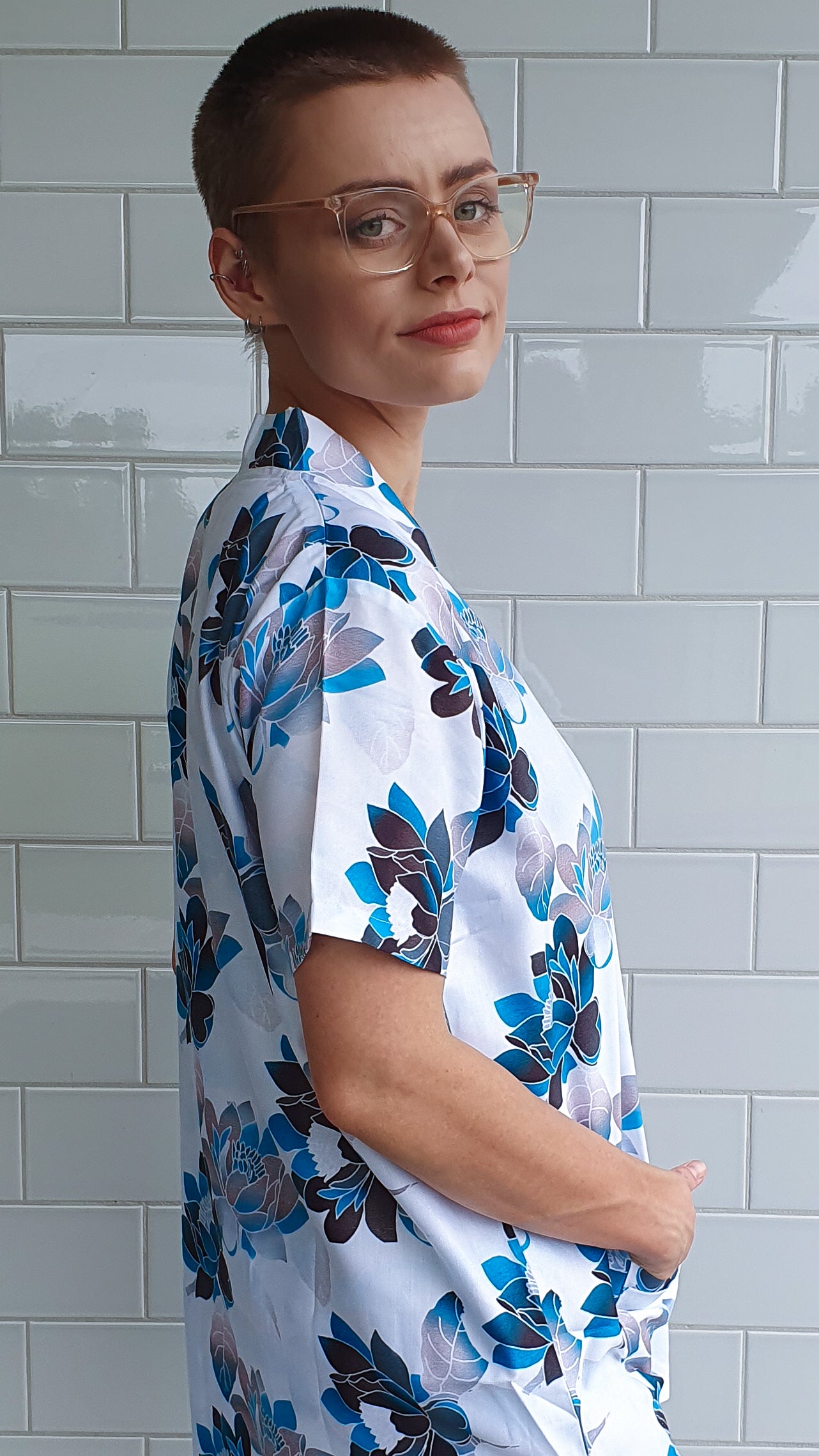 Flower Abstract Printed Womens Cheap Scrub Top Australia