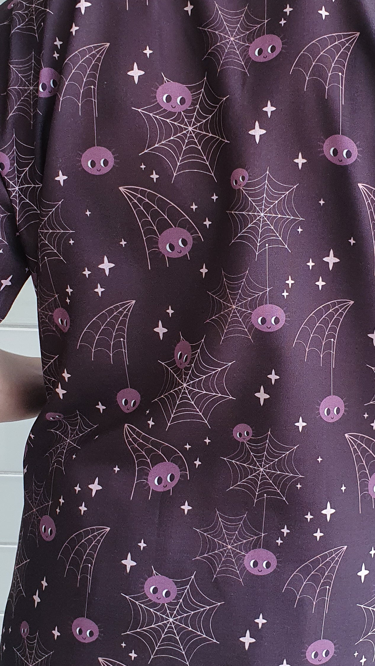 Halloween Printed Scrub Top Spider Web print  For  Nursing Medical