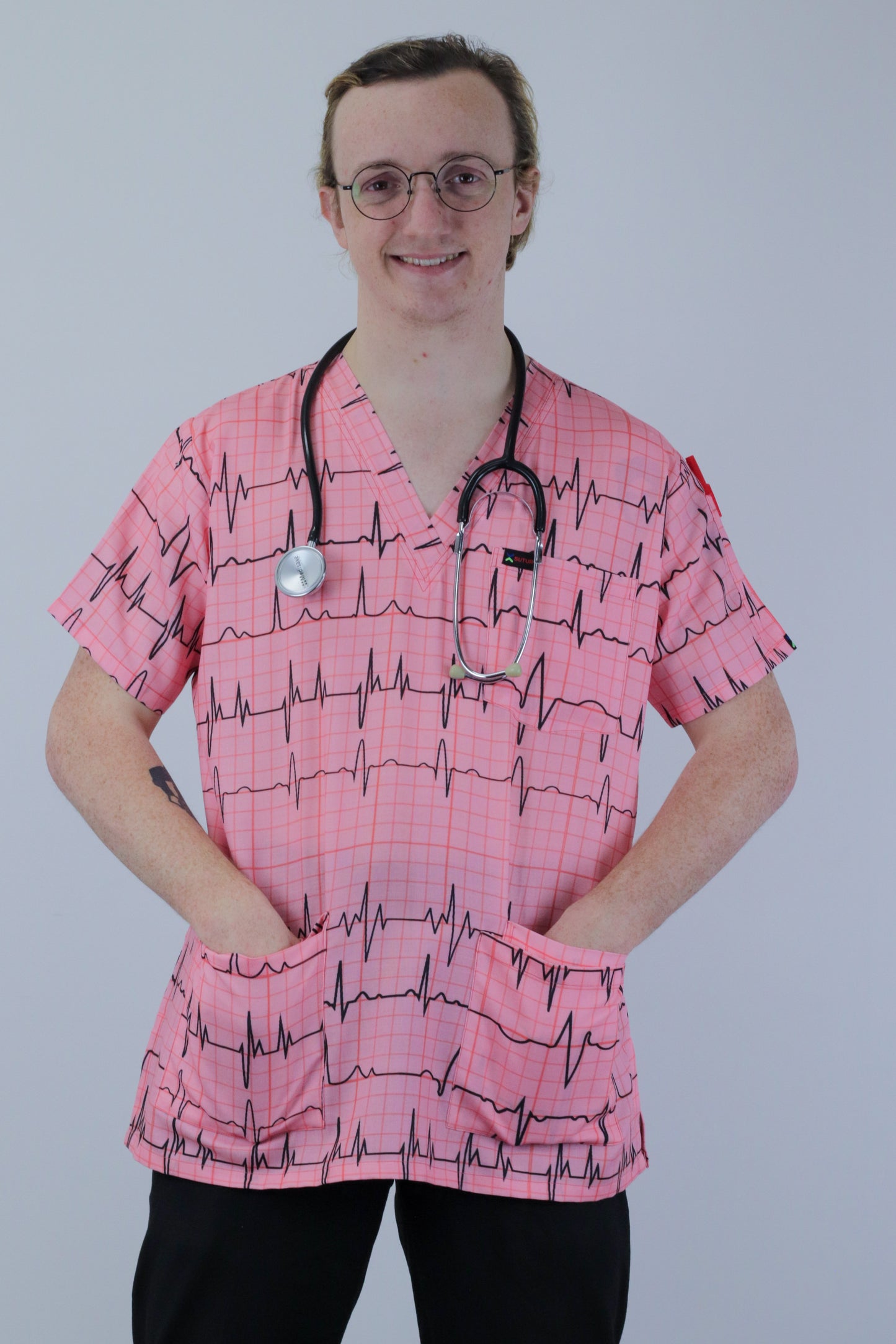 ECG EKG Printed Womens Mens Scrub Top Nurses Cardiac Australia