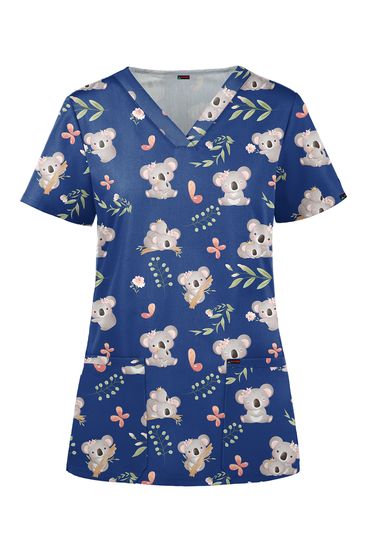 Cute Koala And Baby Printed Fun Scrub Top Australia Nurses