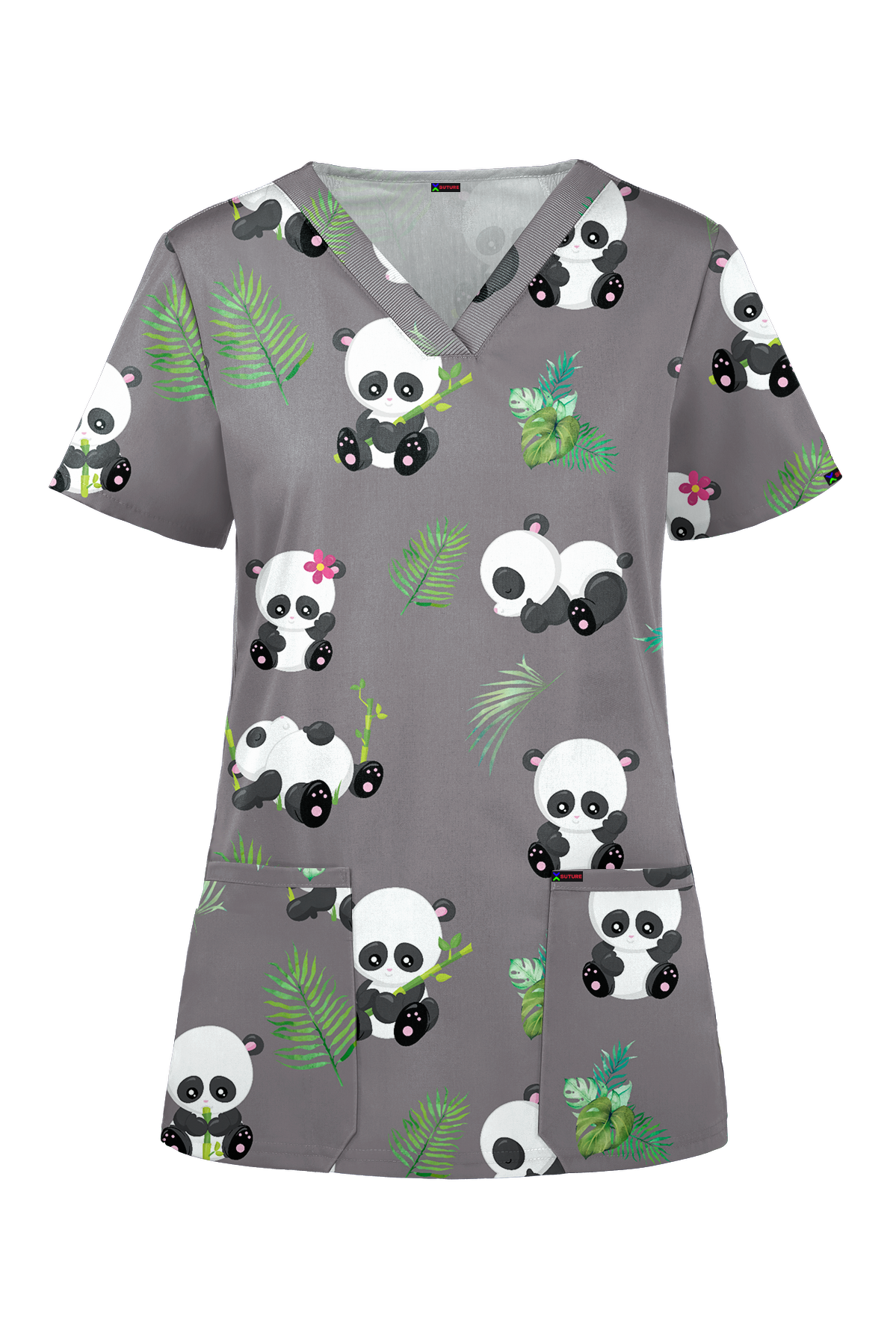 Cute Panda  Printed Fun Scrub Top Australia Nurses