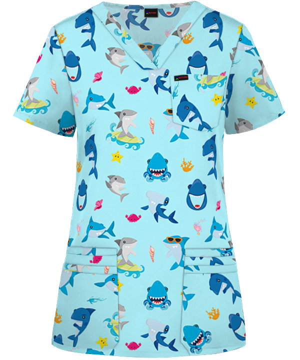 Baby Shark Printed Scrub Top