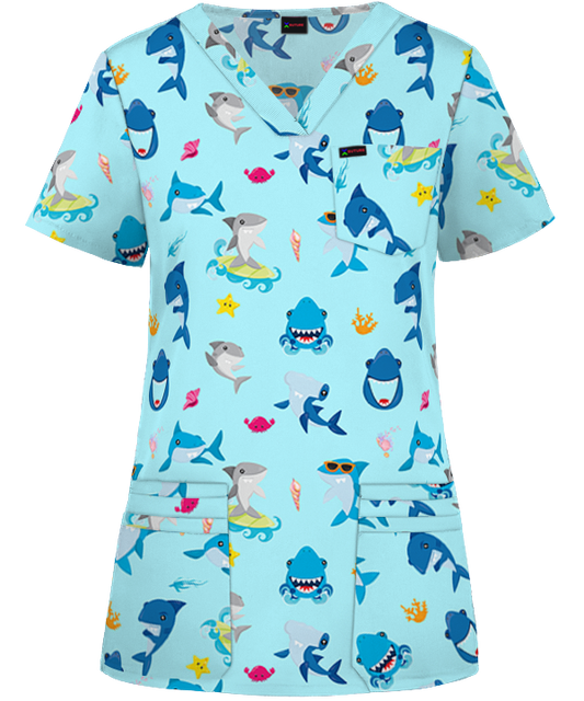 Baby Shark Printed Scrub Top